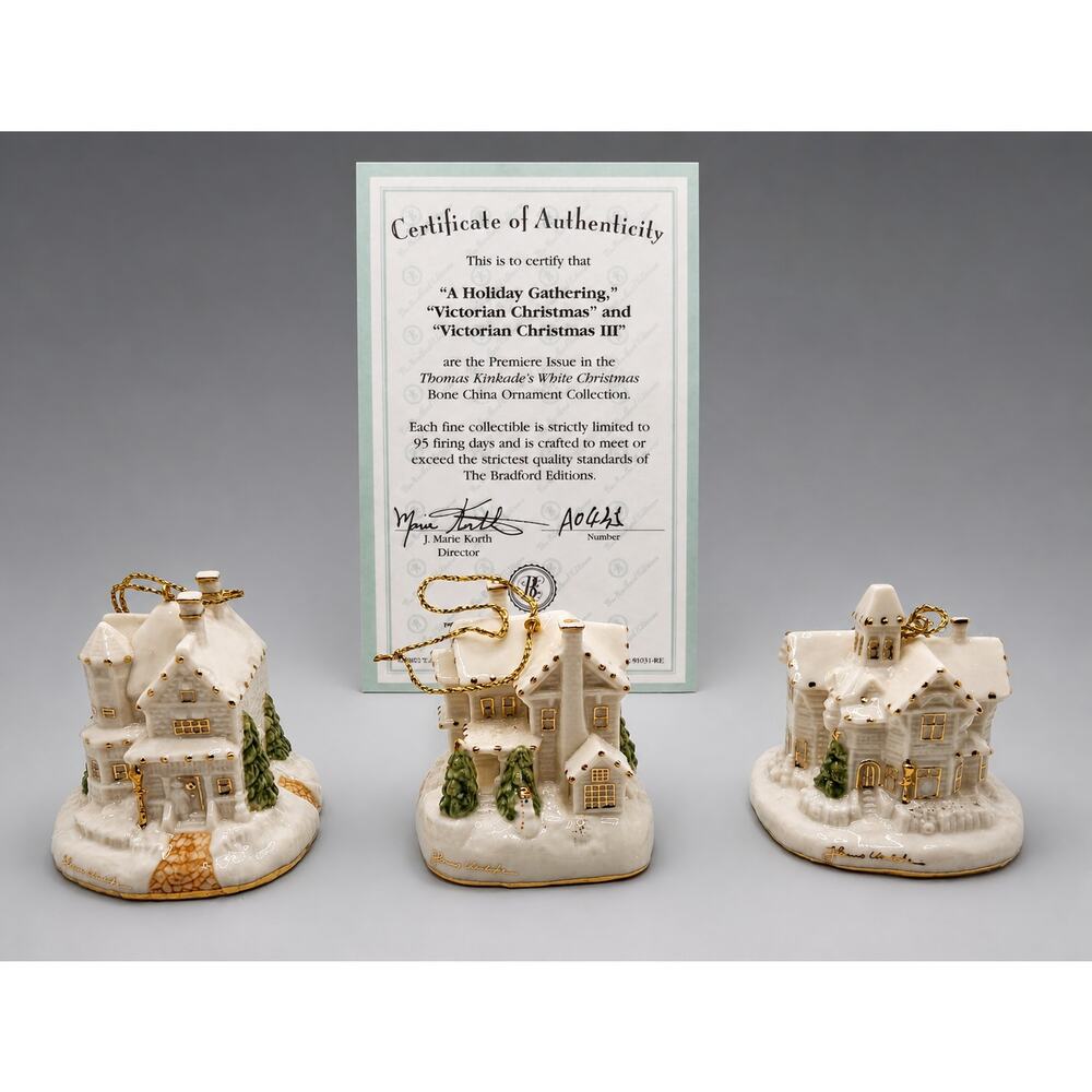 Thomas KinkadeWhite Christmas Set 1 Premiere Issue 2002 Bradford Exchange BoxCOA